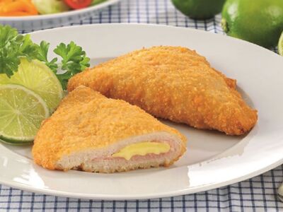 Cordon Bleu vom Schwein, flüssig gewürzt, paniert,