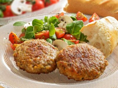 Geflügelfrikadelle, ohne Zwiebeln, mild gewürzt,