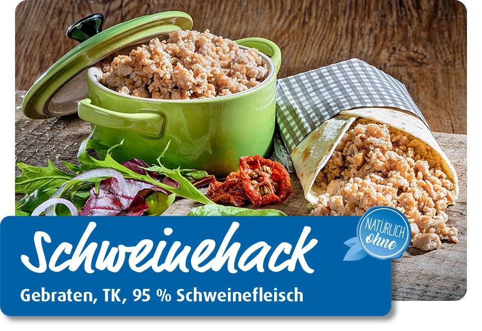 Schweinehack: Gebraten, TK, 95% Schweinefleisch